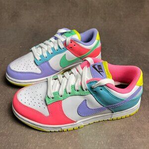 Nike Dunk Low SE Mismatched Neon Colorblock Sneakers